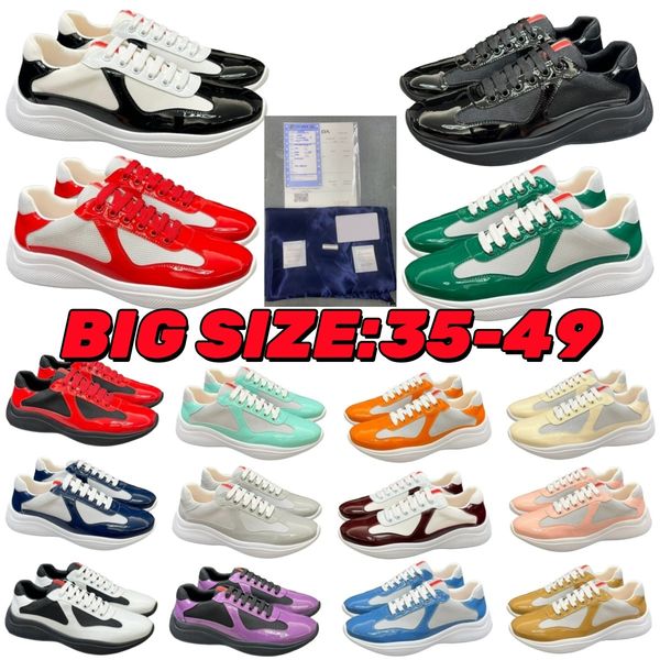2026 Top Quality Popular Designer Americas Cups Shoes Low Sneakers Shoes Men Rubber Sole Runner Sports Fabric Patent Leather Men's Trainer Size 35-48